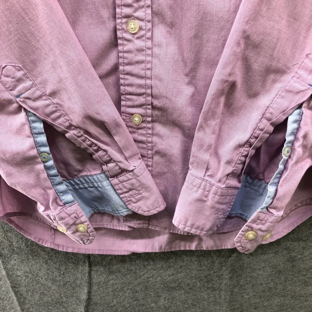 Banana Republic Custom 078 Wash Shirt Mens L Grant Fit Long Sleeve Pink Mauve‎